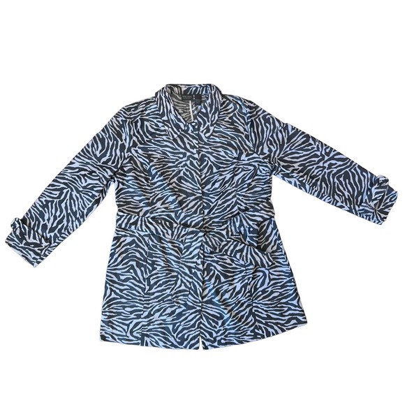 Womens ADDITIONS by‎ Chico's Zebra Belted Jacket sz 2 - Picture 1 of 5